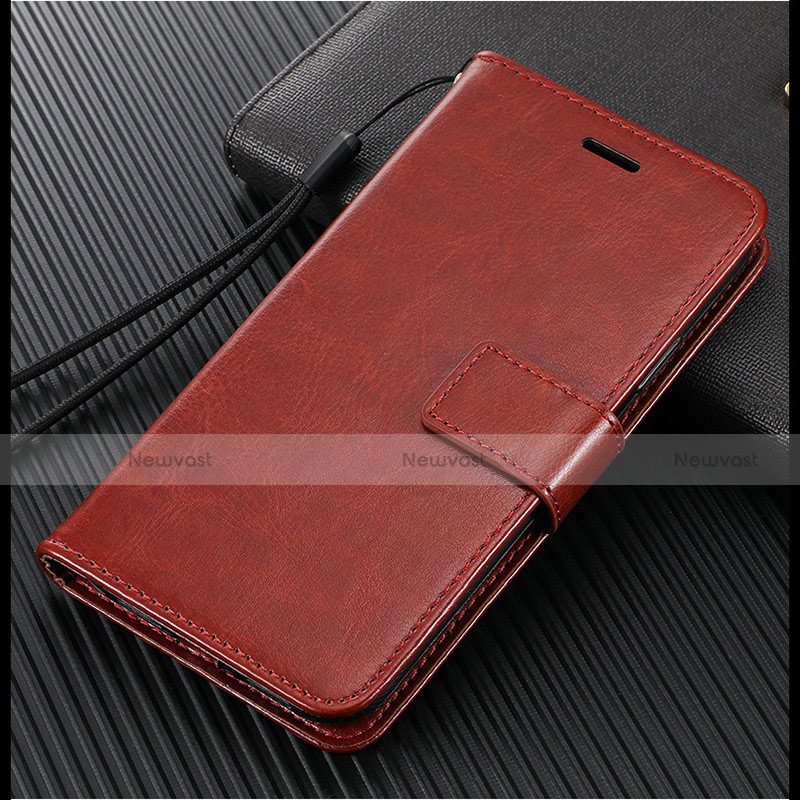 Leather Case Stands Flip Cover L02 Holder for Vivo X50 Lite Brown