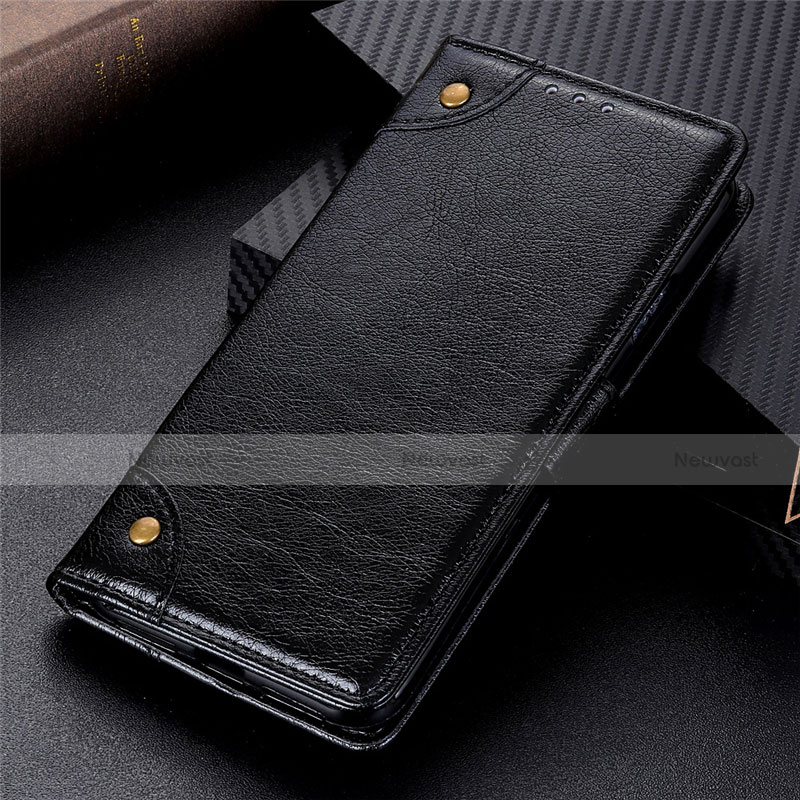 Leather Case Stands Flip Cover L02 Holder for Vivo Y12s Black