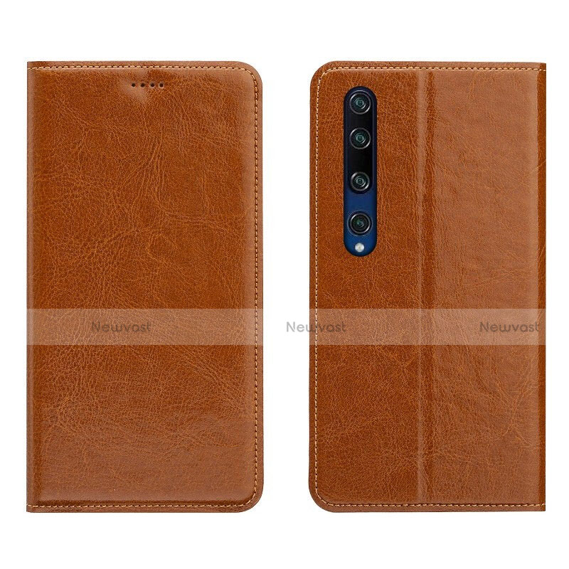 Leather Case Stands Flip Cover L02 Holder for Xiaomi Mi 10 Orange