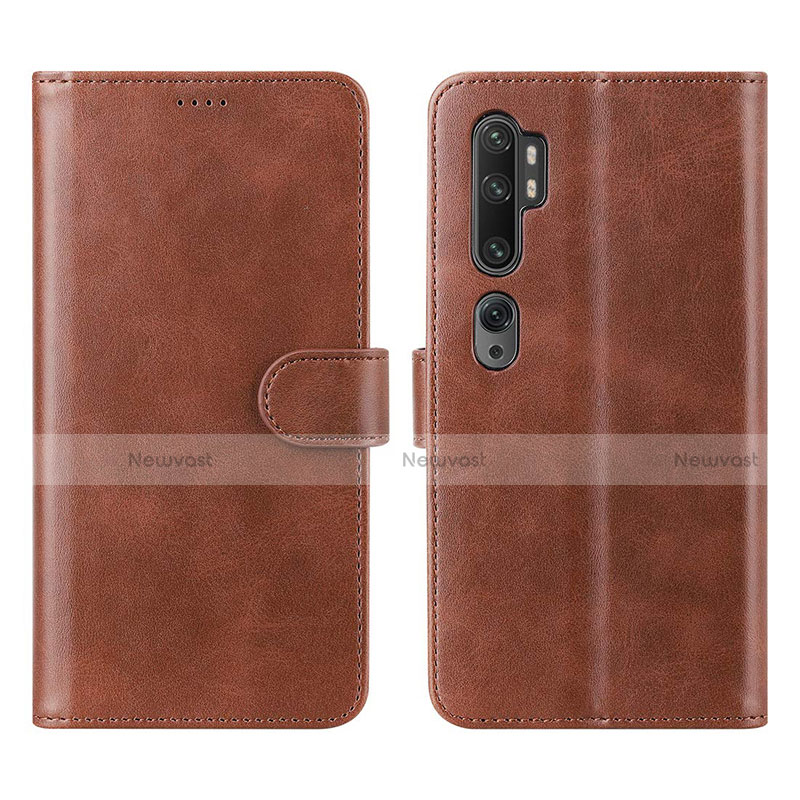 Leather Case Stands Flip Cover L02 Holder for Xiaomi Mi Note 10 Brown
