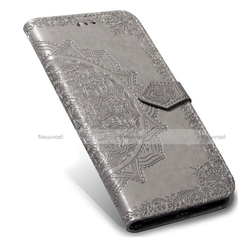 Leather Case Stands Flip Cover L02 Holder for Xiaomi Mi Note 10 Lite Gray