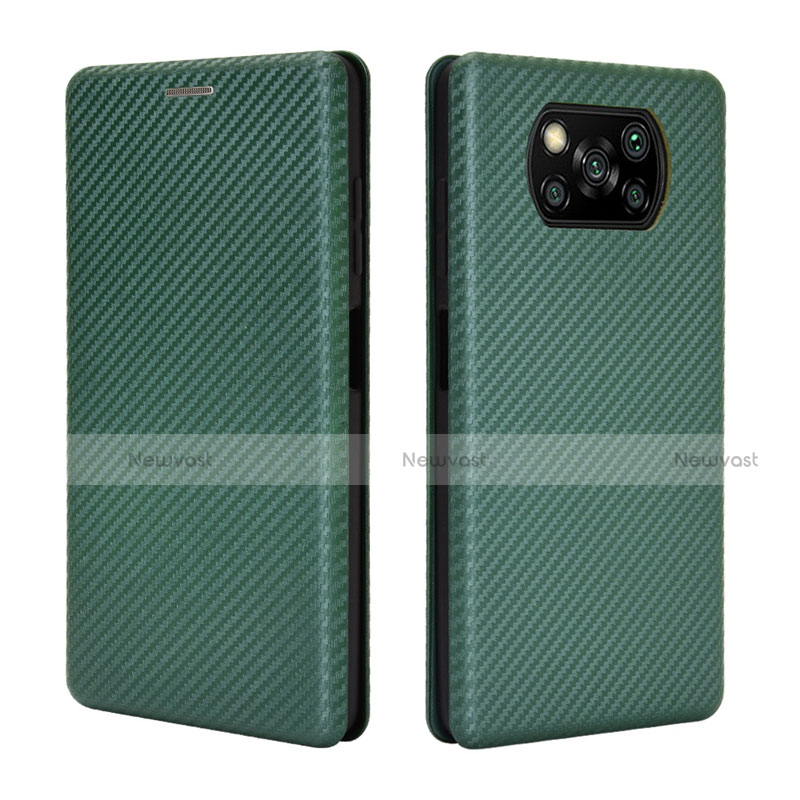 Leather Case Stands Flip Cover L02 Holder for Xiaomi Poco X3 NFC Green