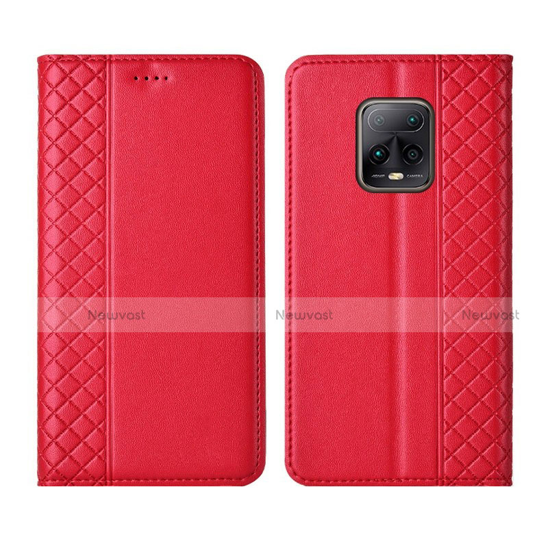 Leather Case Stands Flip Cover L02 Holder for Xiaomi Redmi 10X 5G Red