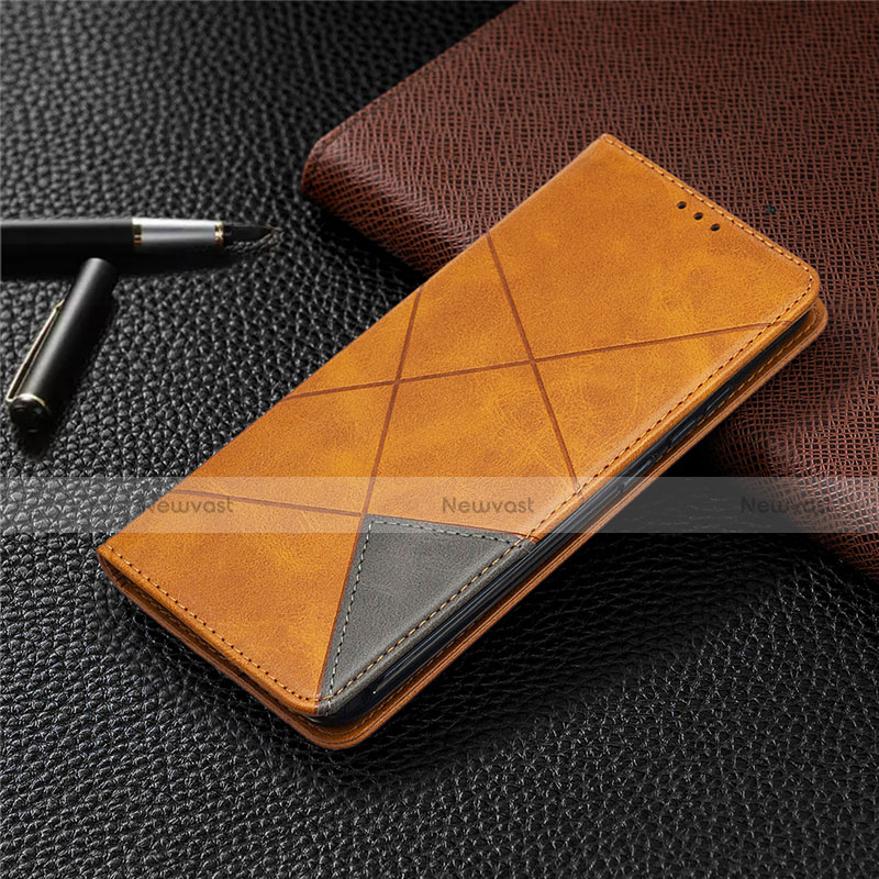 Leather Case Stands Flip Cover L02 Holder for Xiaomi Redmi 9 India Orange