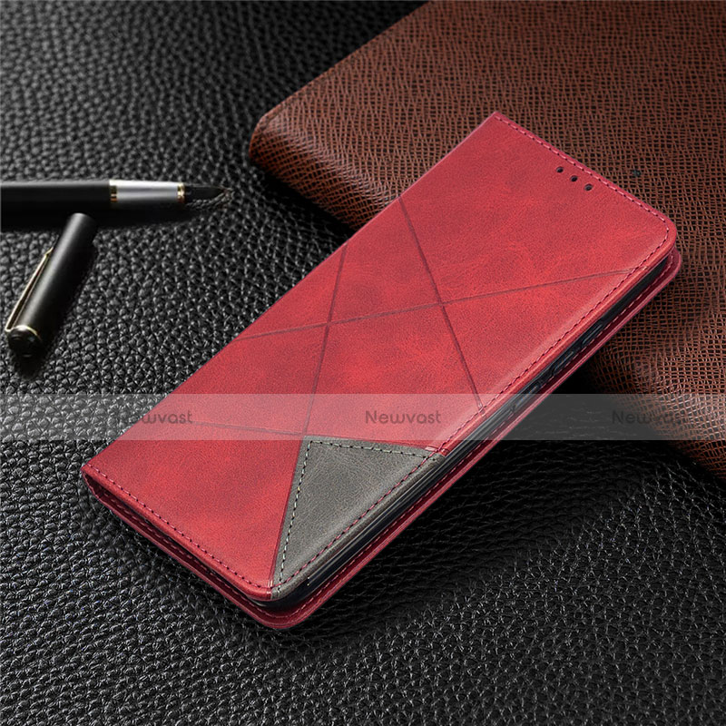 Leather Case Stands Flip Cover L02 Holder for Xiaomi Redmi 9 India Red
