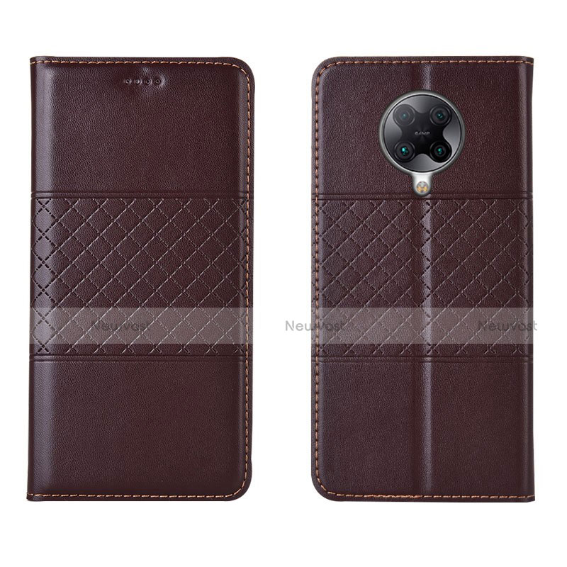 Leather Case Stands Flip Cover L02 Holder for Xiaomi Redmi K30 Pro 5G Brown