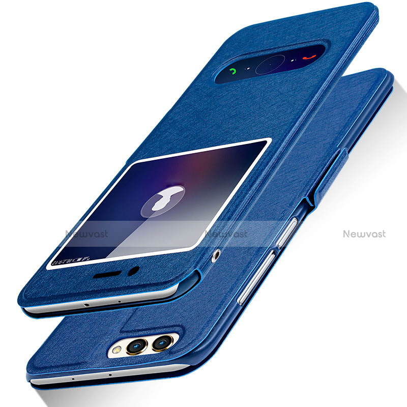 Leather Case Stands Flip Cover L03 for Huawei Honor V10 Blue