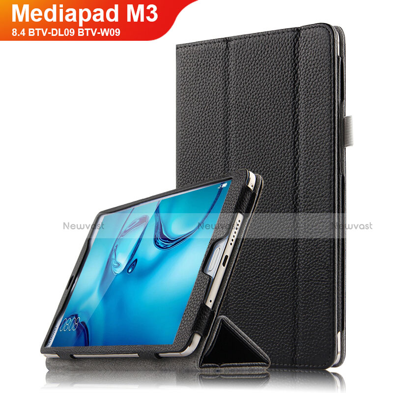 Leather Case Stands Flip Cover L03 for Huawei Mediapad M3 8.4 BTV-DL09 BTV-W09 Black