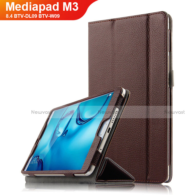 Leather Case Stands Flip Cover L03 for Huawei Mediapad M3 8.4 BTV-DL09 BTV-W09 Brown