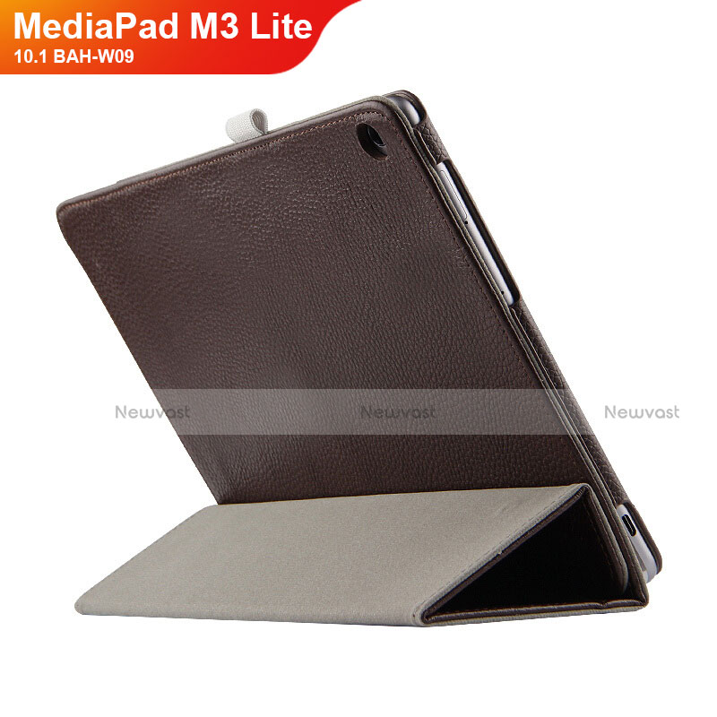 Leather Case Stands Flip Cover L03 for Huawei MediaPad M3 Lite 10.1 BAH-W09 Brown