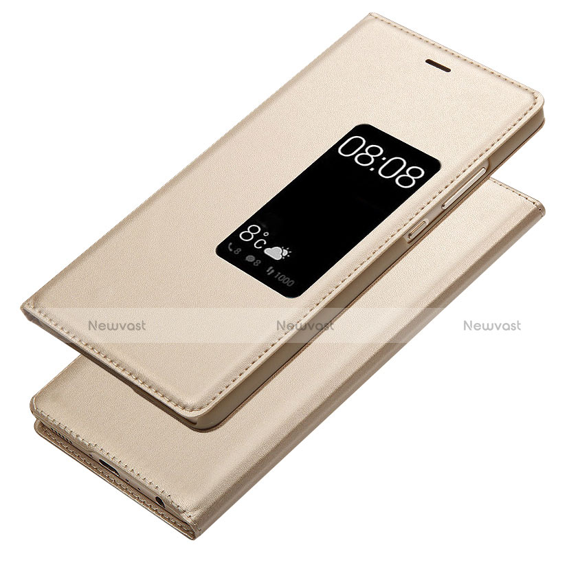 Leather Case Stands Flip Cover L03 for Huawei P9 Gold