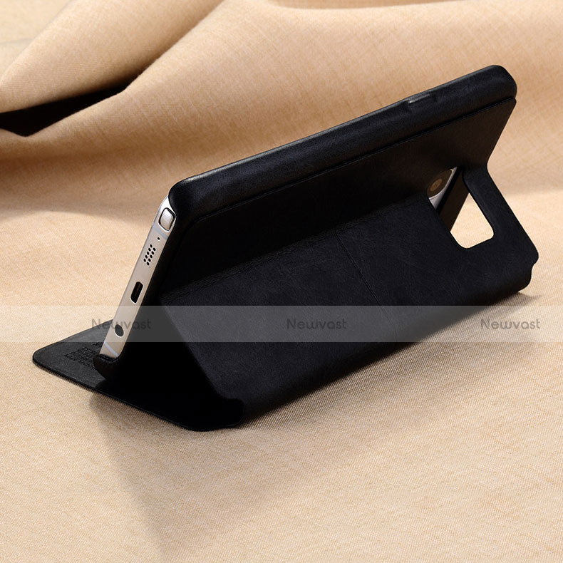 Leather Case Stands Flip Cover L03 for Samsung Galaxy Note 5 N9200 N920 N920F Black