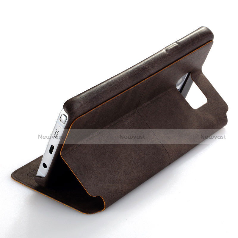 Leather Case Stands Flip Cover L03 for Samsung Galaxy Note 5 N9200 N920 N920F Brown
