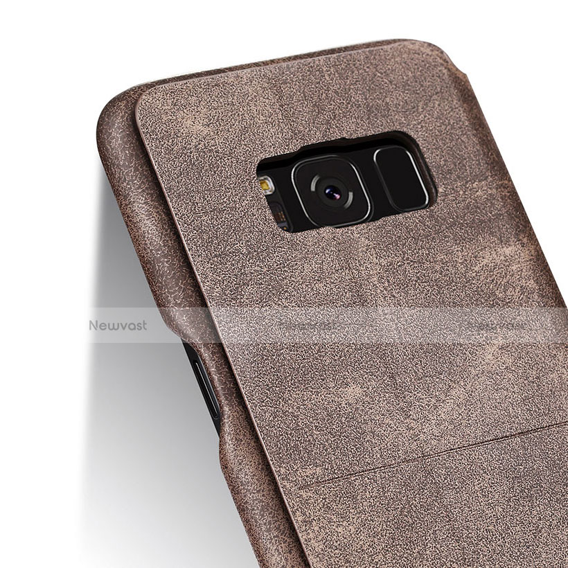 Leather Case Stands Flip Cover L03 for Samsung Galaxy S8 Plus Brown