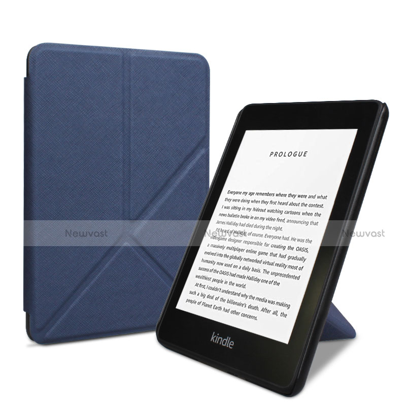 Leather Case Stands Flip Cover L03 Holder for Amazon Kindle 6 inch Blue