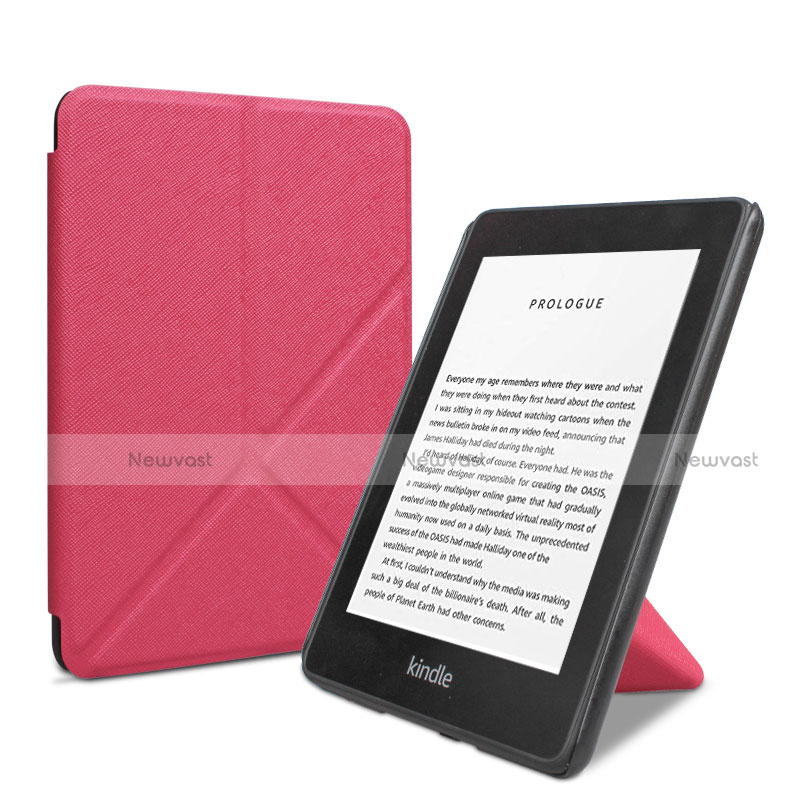 Leather Case Stands Flip Cover L03 Holder for Amazon Kindle 6 inch Hot Pink