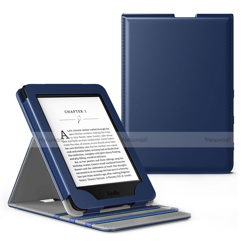 Leather Case Stands Flip Cover L03 Holder for Amazon Kindle Paperwhite 6 inch Blue