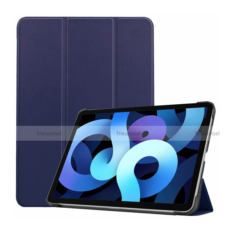 Leather Case Stands Flip Cover L03 Holder for Apple iPad Air 4 10.9 (2020) Navy Blue