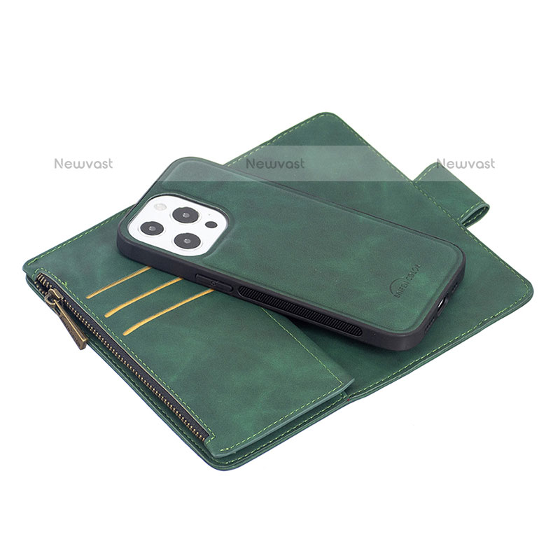 Leather Case Stands Flip Cover L03 Holder for Apple iPhone 14 Pro Green