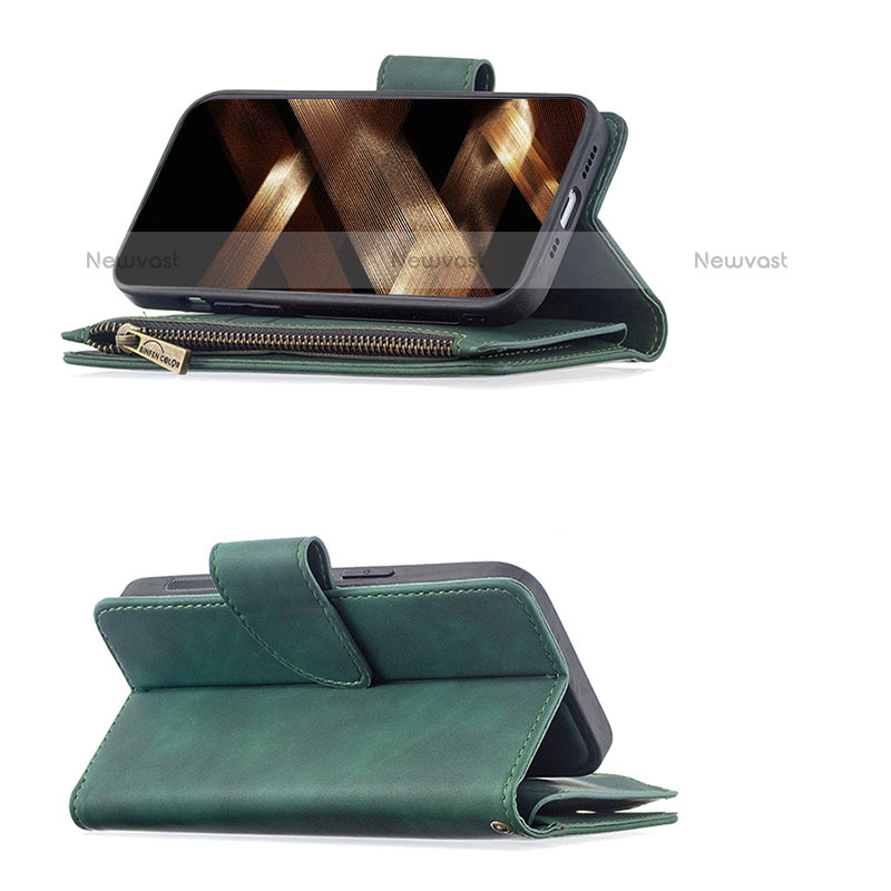 Leather Case Stands Flip Cover L03 Holder for Apple iPhone 14 Pro Green