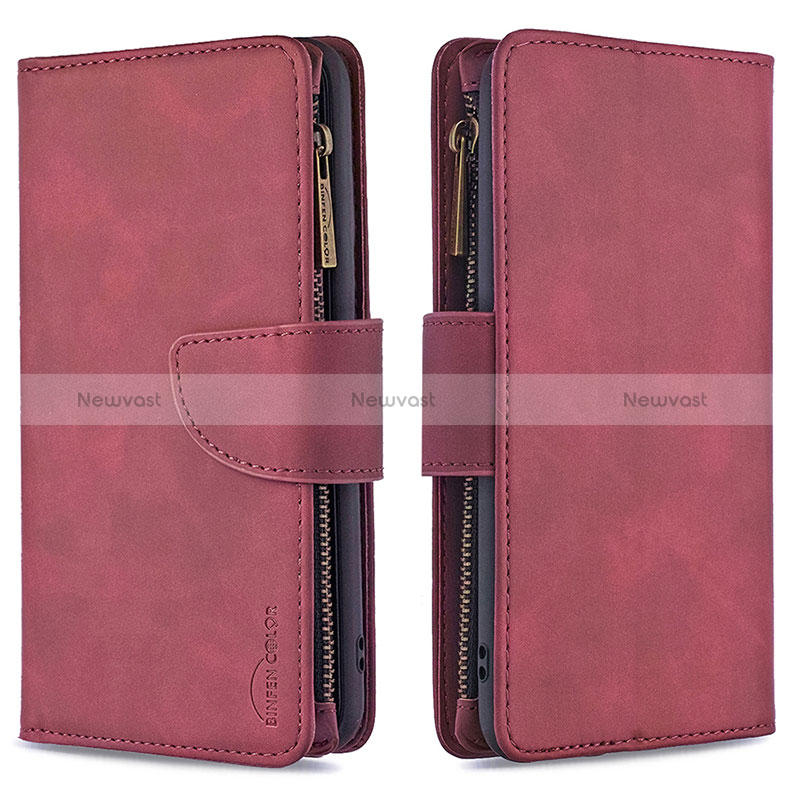 Leather Case Stands Flip Cover L03 Holder for Apple iPhone 14 Pro Max Red Wine