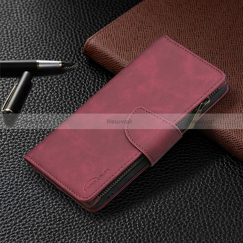 Leather Case Stands Flip Cover L03 Holder for Apple iPhone 14 Pro Max Red Wine