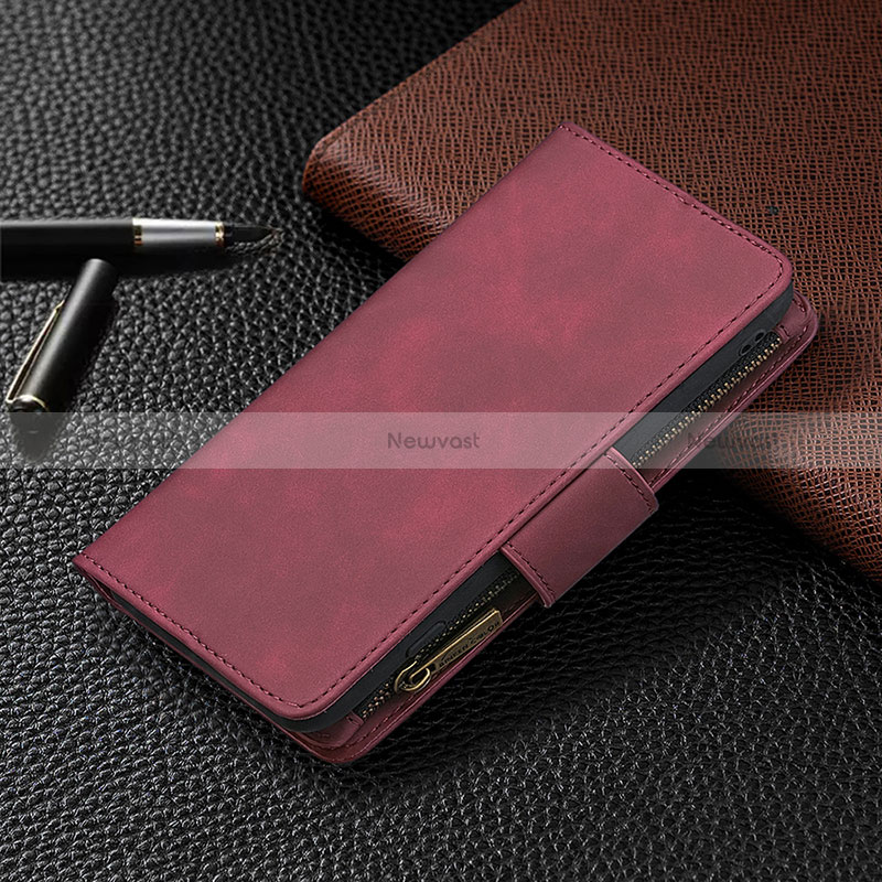 Leather Case Stands Flip Cover L03 Holder for Apple iPhone 14 Pro Max Red Wine