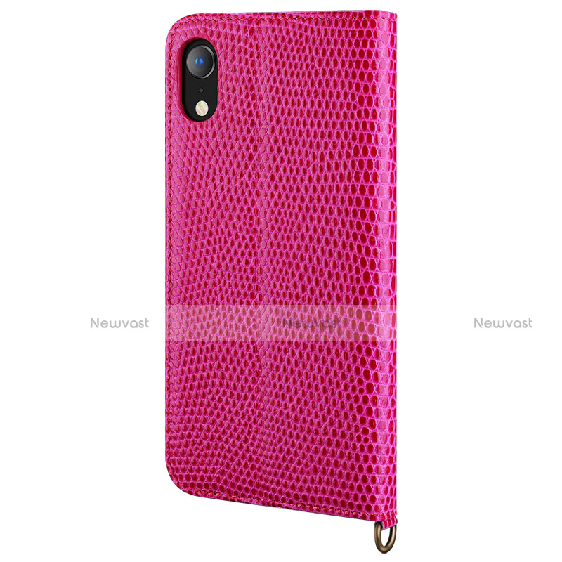Leather Case Stands Flip Cover L03 Holder for Apple iPhone XR Hot Pink