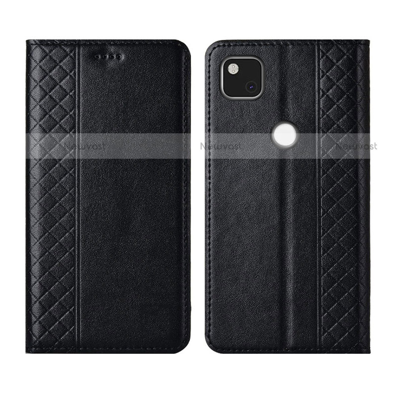 Leather Case Stands Flip Cover L03 Holder for Google Pixel 4a Black