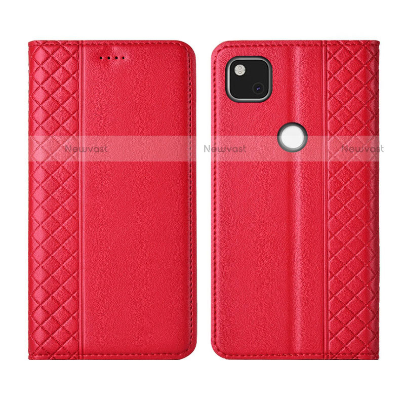 Leather Case Stands Flip Cover L03 Holder for Google Pixel 4a Red