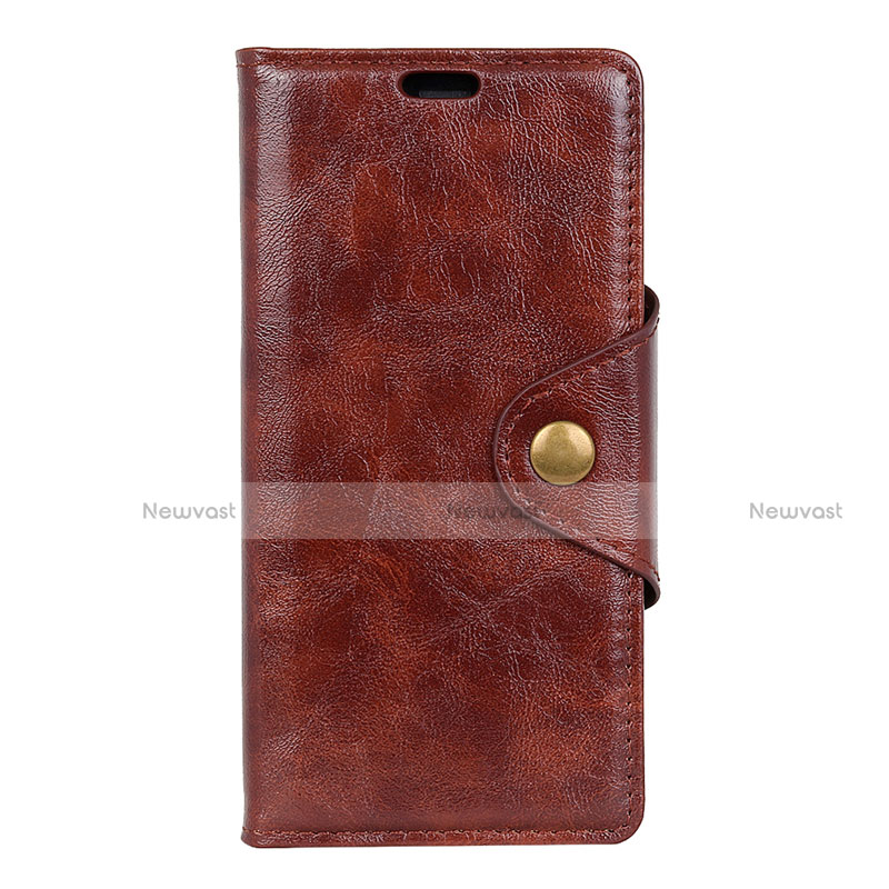 Leather Case Stands Flip Cover L03 Holder for HTC Desire 12 Plus Brown