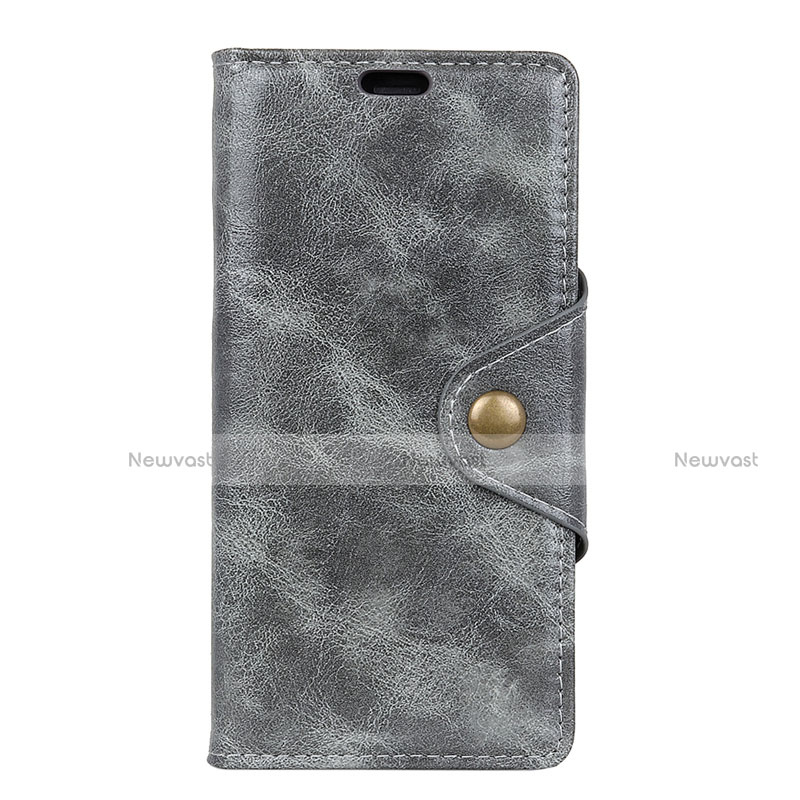 Leather Case Stands Flip Cover L03 Holder for HTC Desire 12S Gray