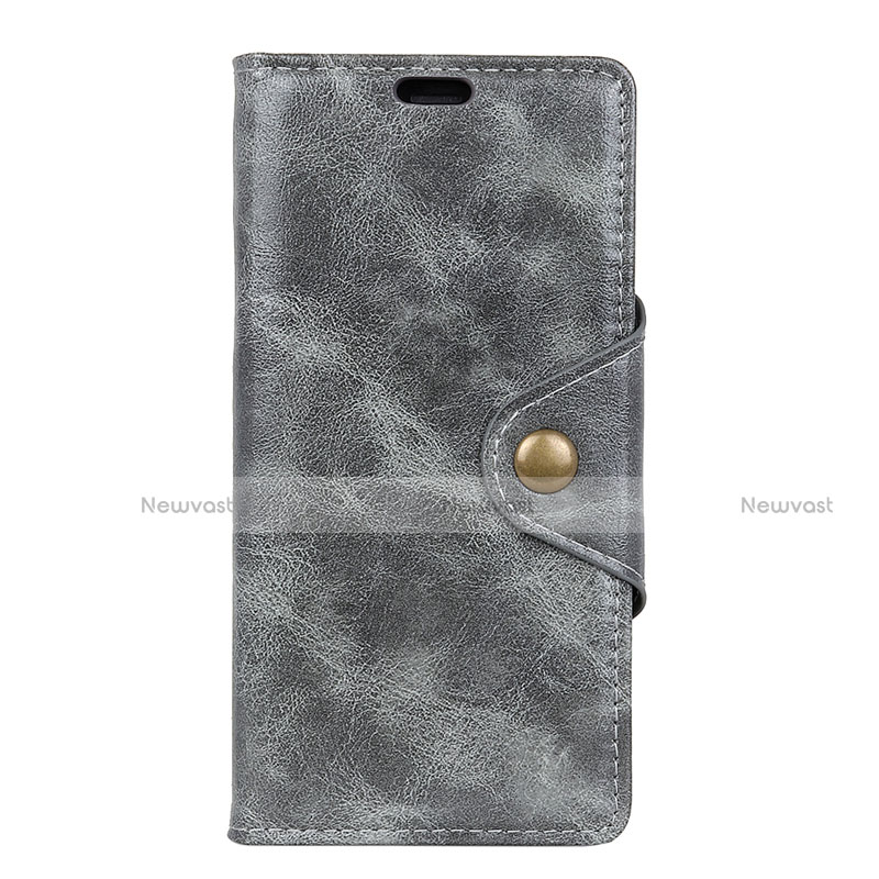 Leather Case Stands Flip Cover L03 Holder for HTC U12 Life Gray