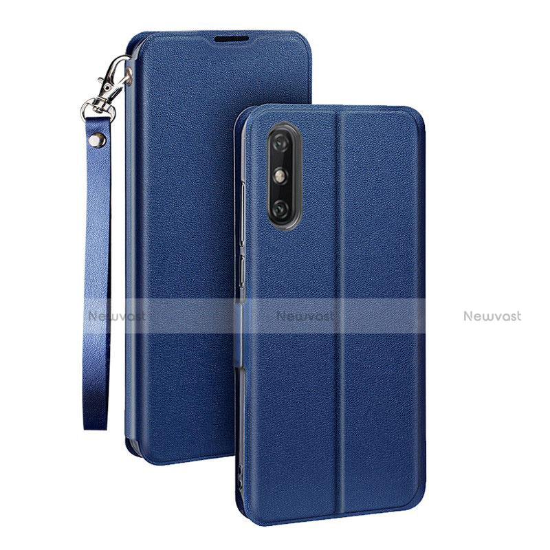 Leather Case Stands Flip Cover L03 Holder for Huawei Enjoy 10e Blue