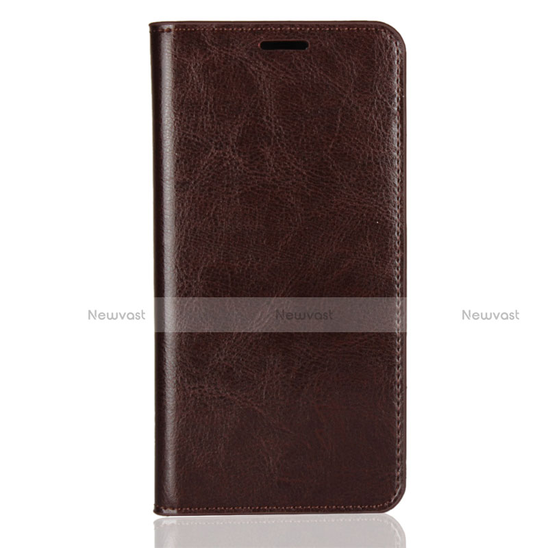 Leather Case Stands Flip Cover L03 Holder for Huawei Enjoy 8 Plus Brown