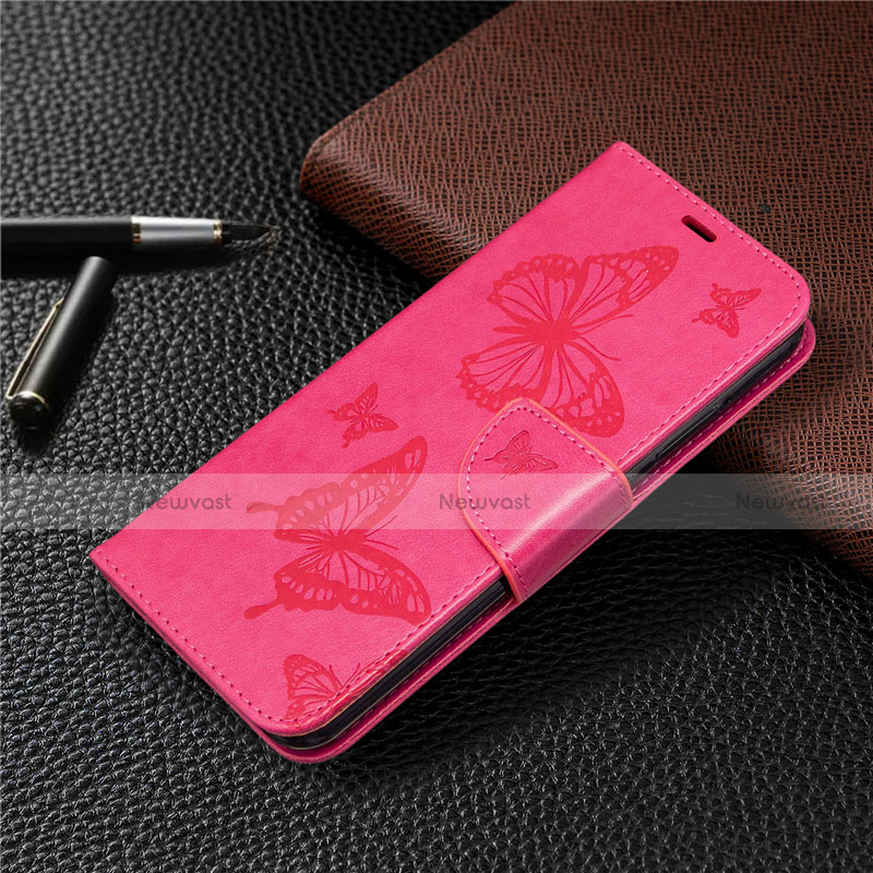 Leather Case Stands Flip Cover L03 Holder for Huawei Honor 9C Hot Pink