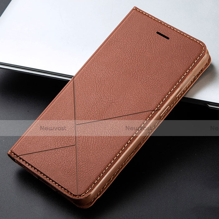 Leather Case Stands Flip Cover L03 Holder for Huawei Honor 9X Brown