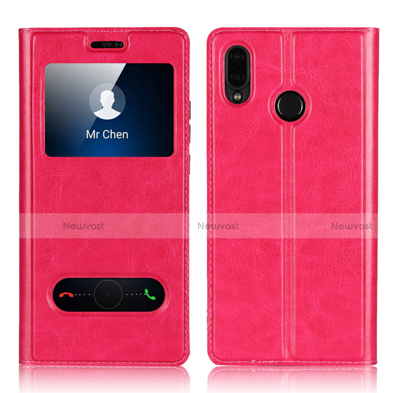 Leather Case Stands Flip Cover L03 Holder for Huawei Nova 3e Hot Pink