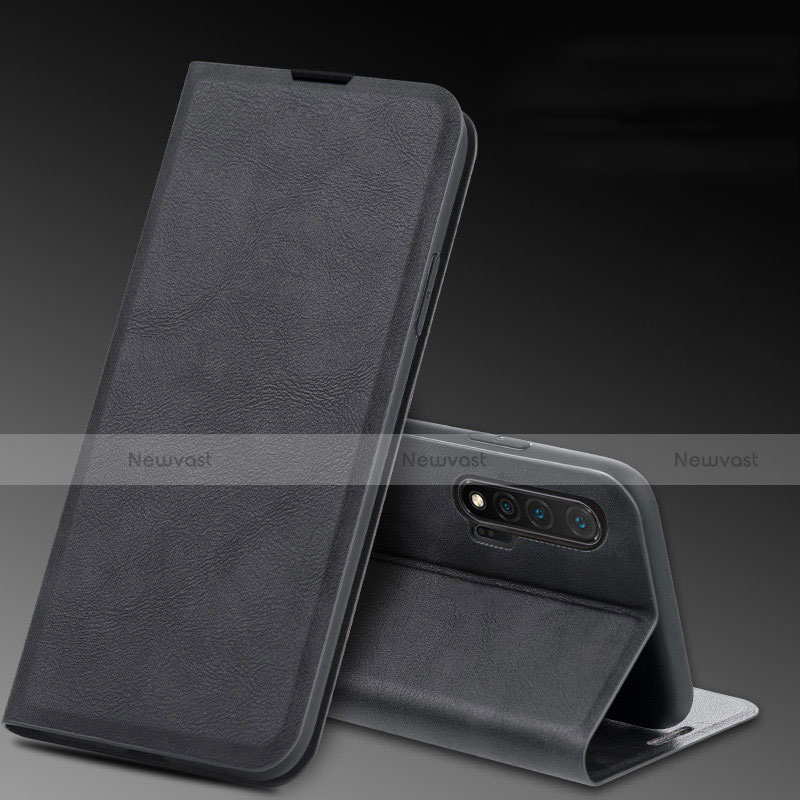 Leather Case Stands Flip Cover L03 Holder for Huawei Nova 6 5G Black