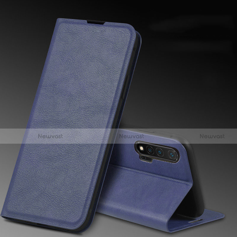 Leather Case Stands Flip Cover L03 Holder for Huawei Nova 6 5G Blue