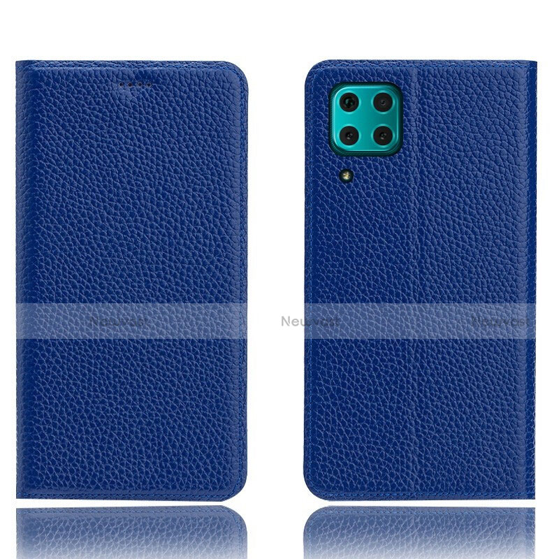 Leather Case Stands Flip Cover L03 Holder for Huawei Nova 6 SE Blue