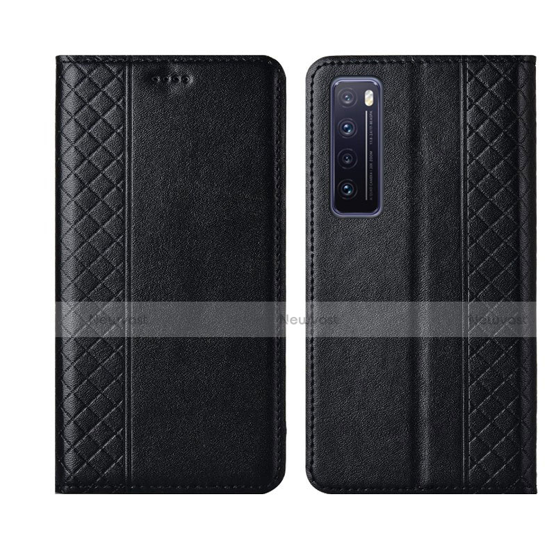 Leather Case Stands Flip Cover L03 Holder for Huawei Nova 7 5G Black