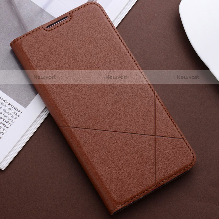 Leather Case Stands Flip Cover L03 Holder for Huawei P Smart (2019) Brown