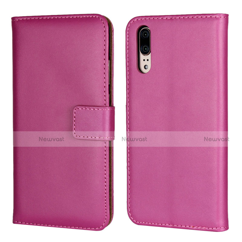 Leather Case Stands Flip Cover L03 Holder for Huawei P20 Hot Pink