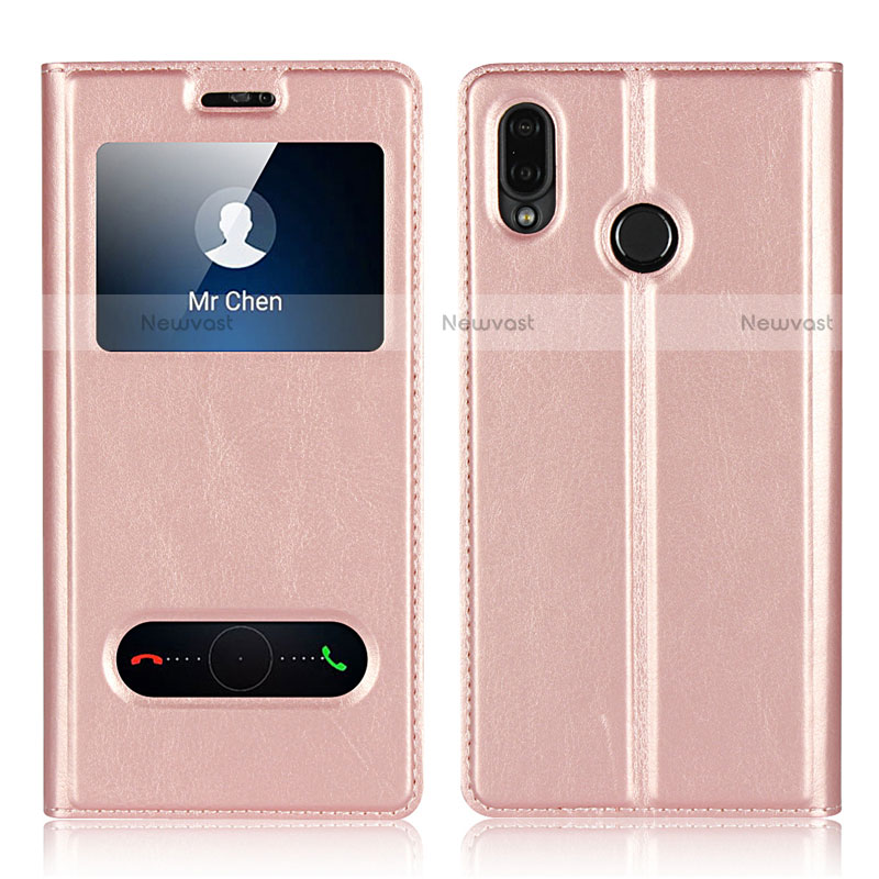 Leather Case Stands Flip Cover L03 Holder for Huawei P20 Lite Rose Gold
