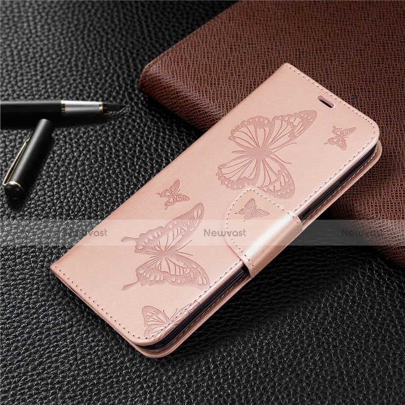 Leather Case Stands Flip Cover L03 Holder for Huawei P40 Lite E Rose Gold