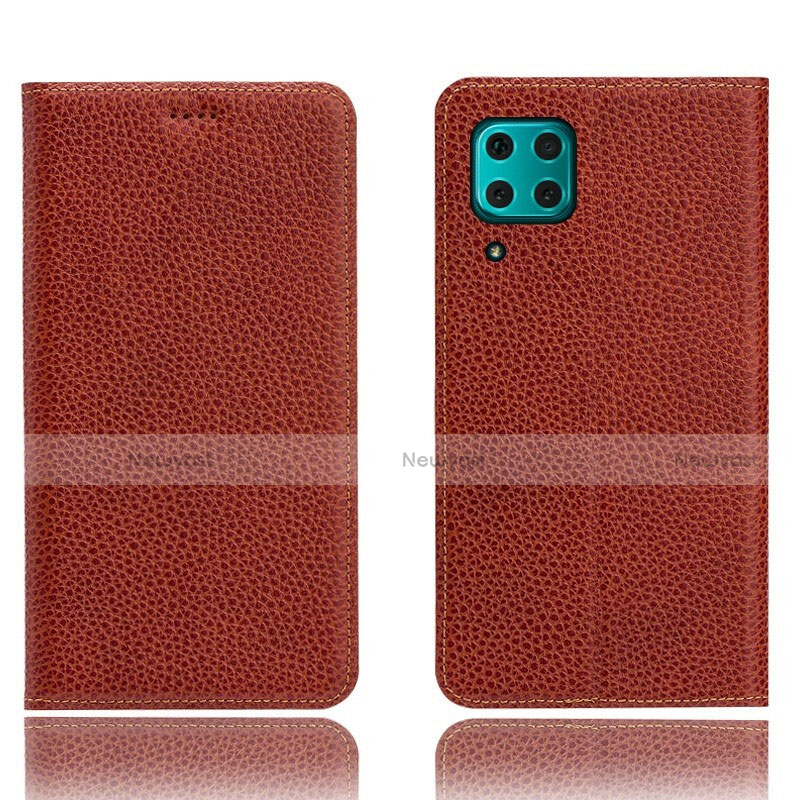 Leather Case Stands Flip Cover L03 Holder for Huawei P40 Lite Red Wine