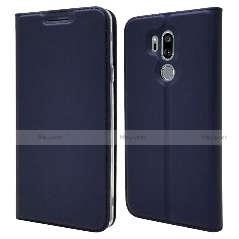 Leather Case Stands Flip Cover L03 Holder for LG G7 Blue