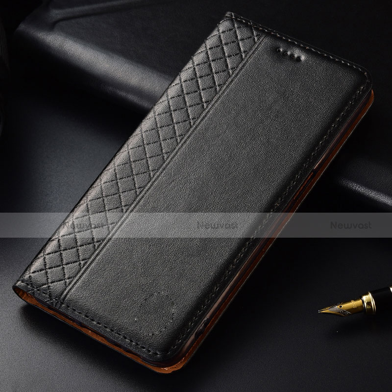 Leather Case Stands Flip Cover L03 Holder for LG G8 ThinQ Black