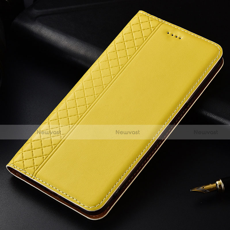 Leather Case Stands Flip Cover L03 Holder for LG G8 ThinQ Yellow